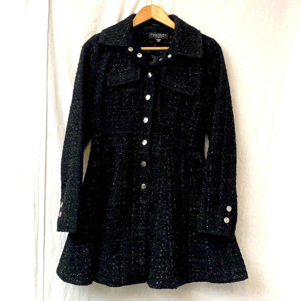 Nwot Laundry By Shelli Segal Women’s Single-Breasted Skirted Tweed Coat.